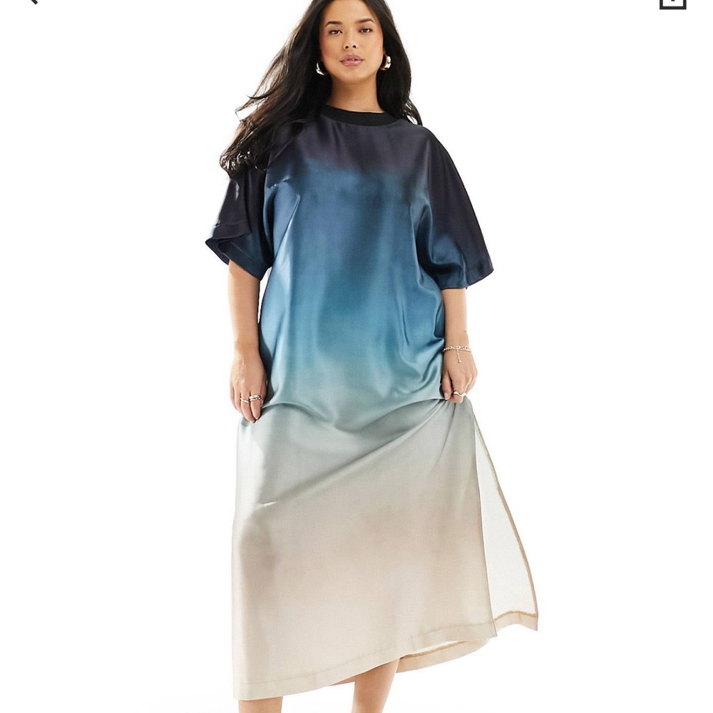 Blue Ombre Satin maxi dress
